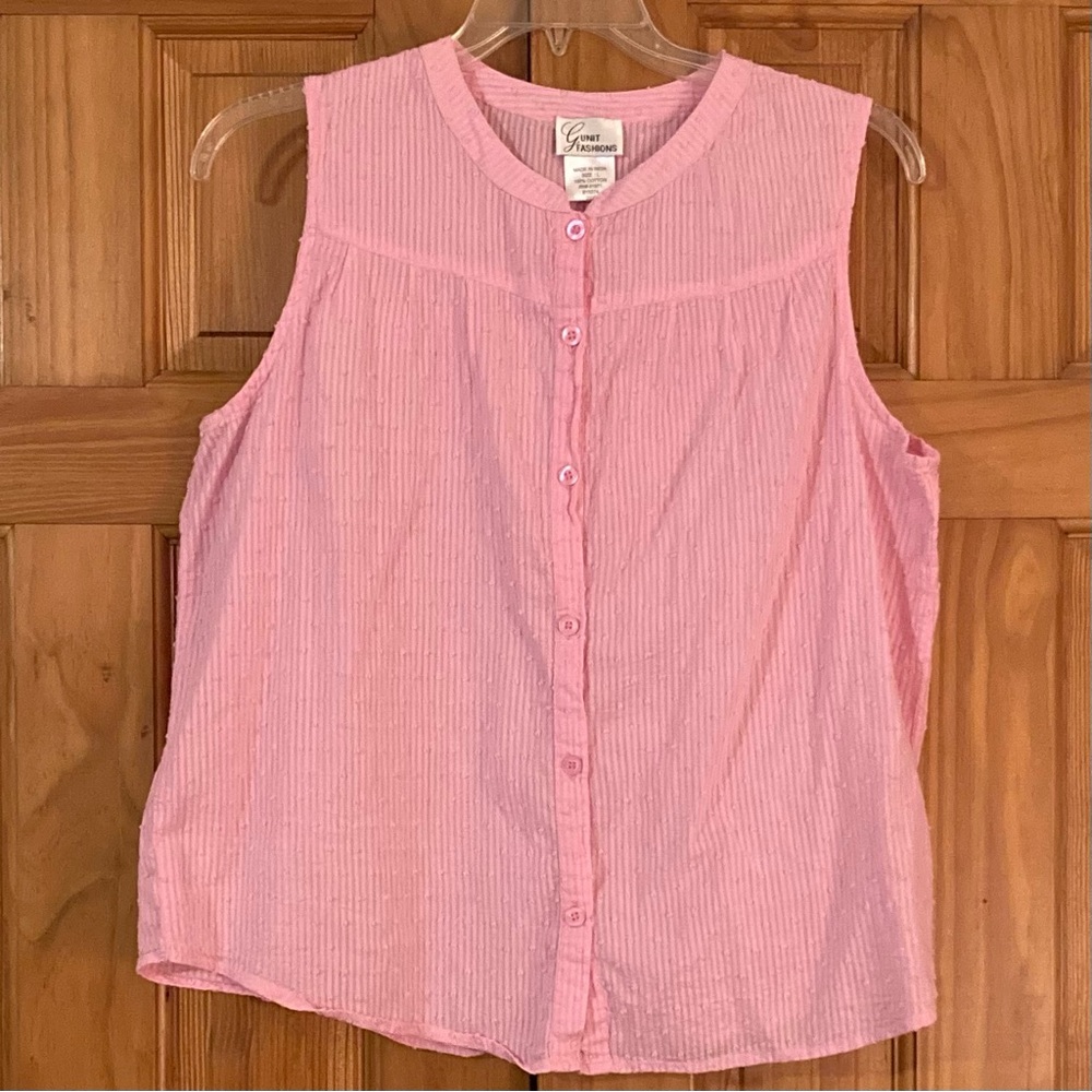 NWOT G Unit Fashions Vintage 90s Top Sleeveless Blouse Pink Size L Large